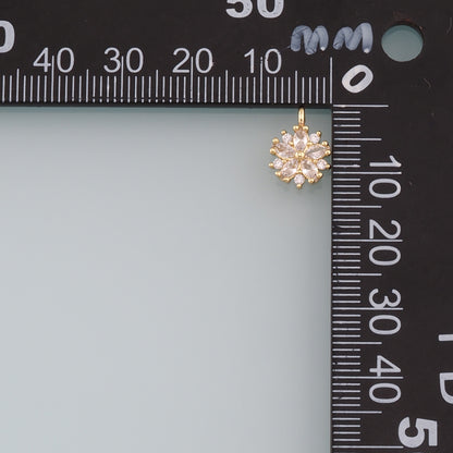 Gold Flower Charms,18K Gold Filled Flower Pendant,CZ Micro Pave Flower Charm Bracelet Necklace for DIY Jewelry Making Supply