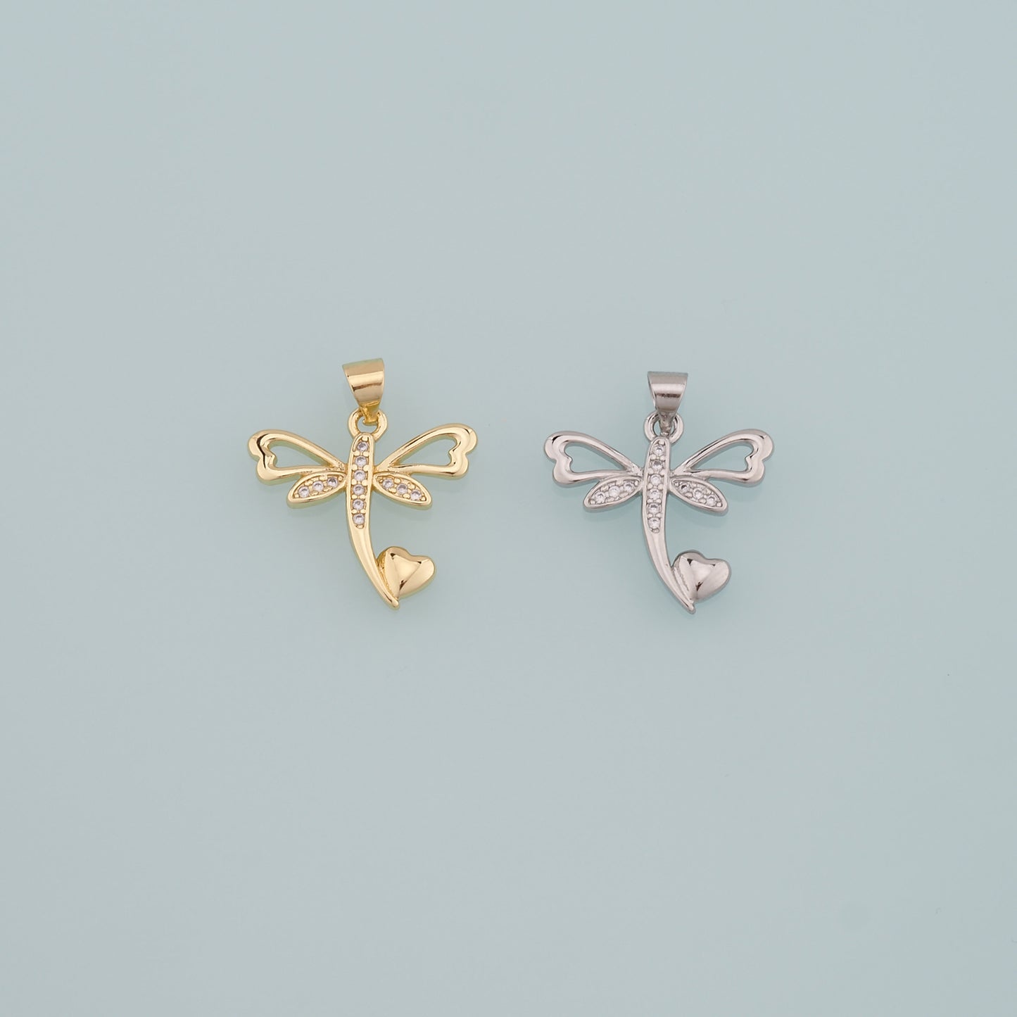 Gold Dragonfly Charms,18K Gold Filled Dragonfly Pendant,CZ Micro Pave Dragonfly Charm Bracelet Necklace for DIY Jewelry Making Supply