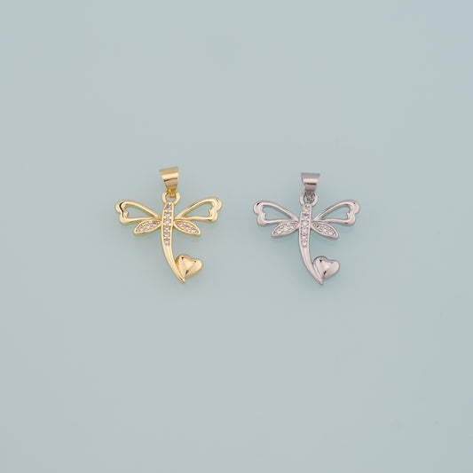Gold Dragonfly Charms,18K Gold Filled Dragonfly Pendant,CZ Micro Pave Dragonfly Charm Bracelet Necklace for DIY Jewelry Making Supply