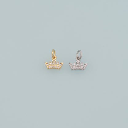 18K Gold Filled Crown Pendant,CZ Micro Pave Crown Charm Bracelet Necklace for DIY Jewelry Making Supply