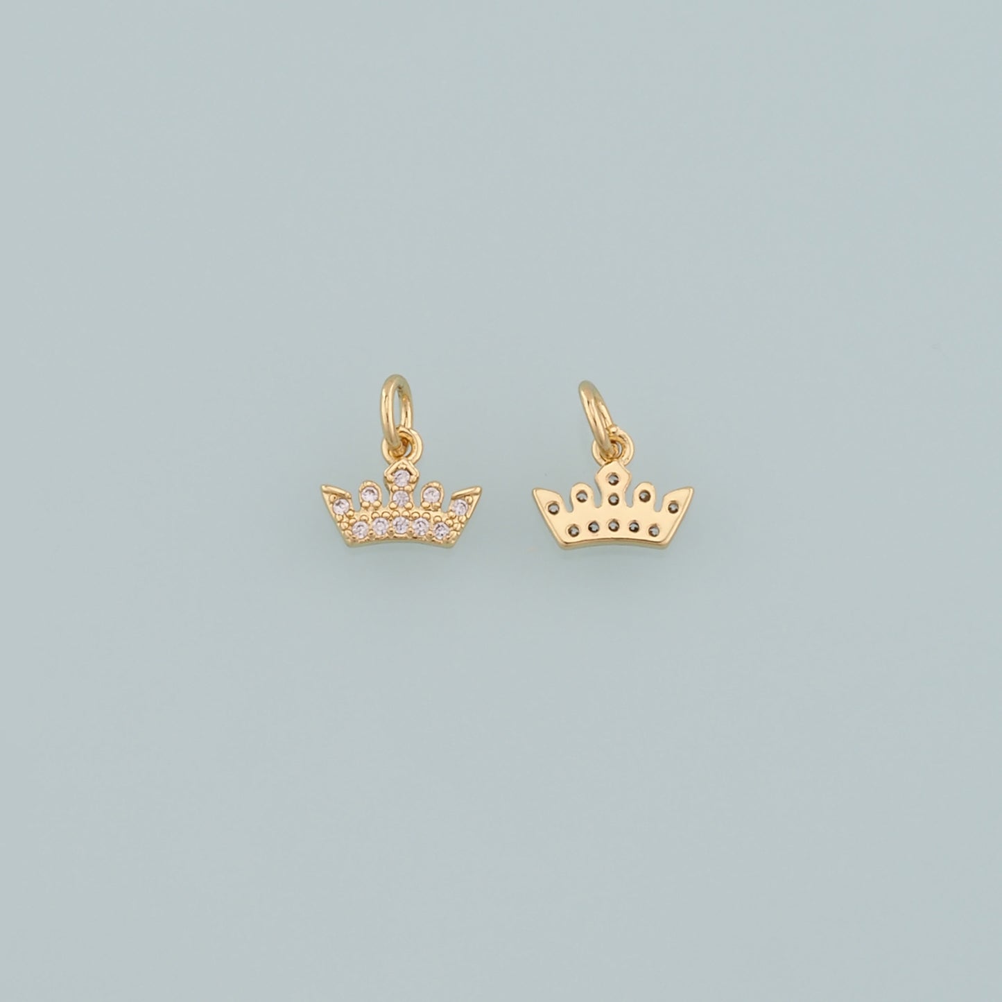 18K Gold Filled Crown Pendant,CZ Micro Pave Crown Charm Bracelet Necklace for DIY Jewelry Making Supply