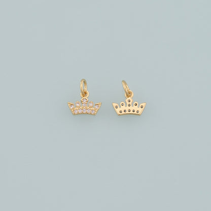 18K Gold Filled Crown Pendant,CZ Micro Pave Crown Charm Bracelet Necklace for DIY Jewelry Making Supply