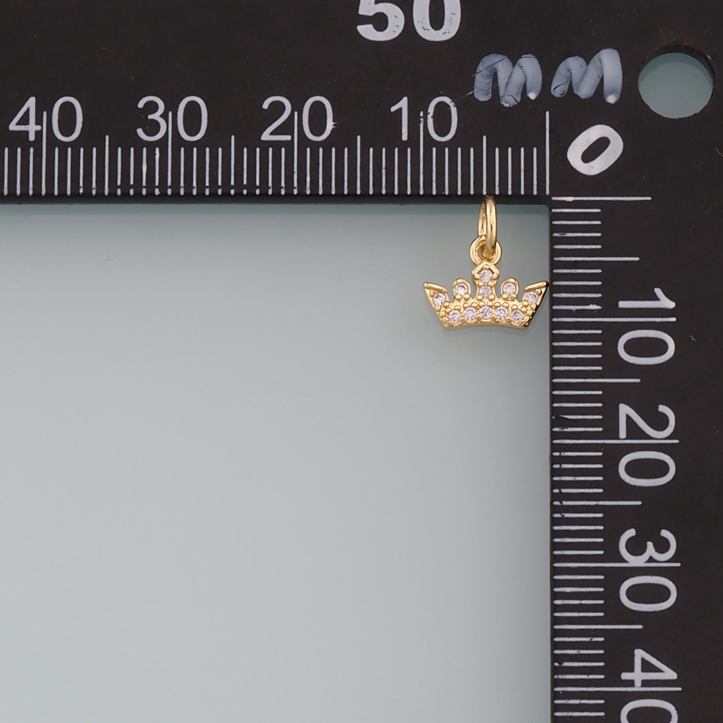 18K Gold Filled Crown Pendant,CZ Micro Pave Crown Charm Bracelet Necklace for DIY Jewelry Making Supply