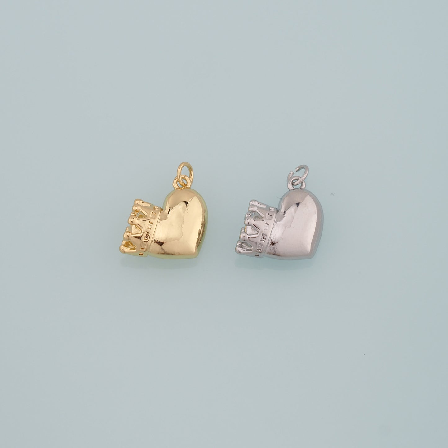 Gold Crown Charms,18K Gold Filled Crown Pendant,Heart Crown Charm Bracelet Necklace for DIY Jewelry Making Supply