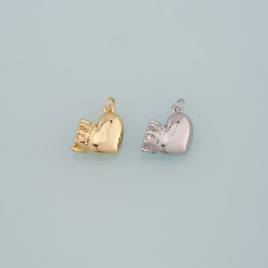 Gold Crown Charms,18K Gold Filled Crown Pendant,Heart Crown Charm Bracelet Necklace for DIY Jewelry Making Supply