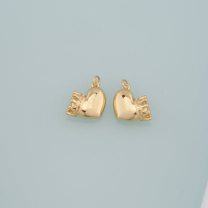 Gold Crown Charms,18K Gold Filled Crown Pendant,Heart Crown Charm Bracelet Necklace for DIY Jewelry Making Supply