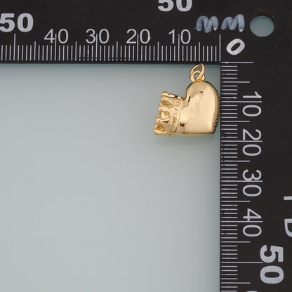 Gold Crown Charms,18K Gold Filled Crown Pendant,Heart Crown Charm Bracelet Necklace for DIY Jewelry Making Supply