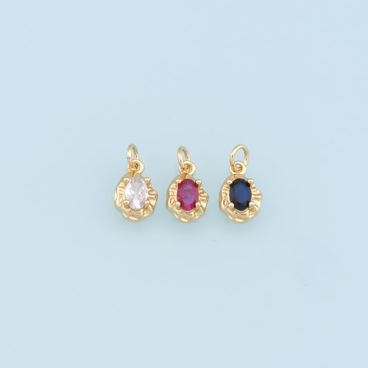 Gold Oval Crystal Charm,18K Gold Filled Oval Pendant,Irregular Oval Charm Bracelet Necklace for DIY Jewelry Making Supply