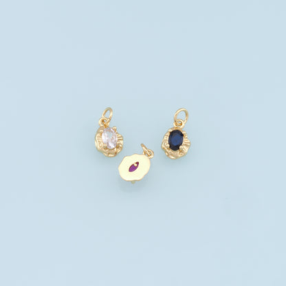 Gold Oval Crystal Charm,18K Gold Filled Oval Pendant,Irregular Oval Charm Bracelet Necklace for DIY Jewelry Making Supply