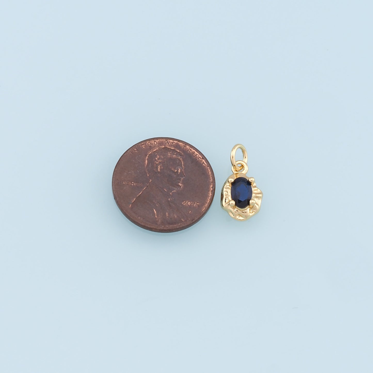 Gold Oval Crystal Charm,18K Gold Filled Oval Pendant,Irregular Oval Charm Bracelet Necklace for DIY Jewelry Making Supply