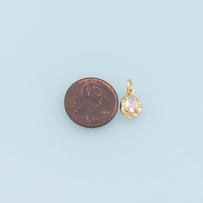 Gold Oval Crystal Charm,18K Gold Filled Oval Pendant,Irregular Oval Charm Bracelet Necklace for DIY Jewelry Making Supply