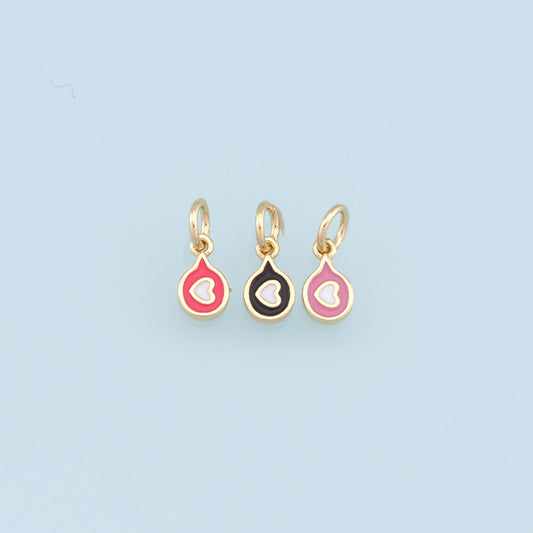 18K Gold Filled Tiny Heart Pendant,Enamel Heart Charm Bracelet Necklace for DIY Jewelry Making Supply