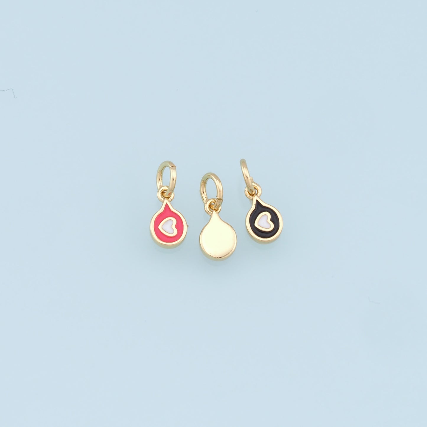18K Gold Filled Tiny Heart Pendant,Enamel Heart Charm Bracelet Necklace for DIY Jewelry Making Supply
