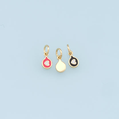 18K Gold Filled Tiny Heart Pendant,Enamel Heart Charm Bracelet Necklace for DIY Jewelry Making Supply