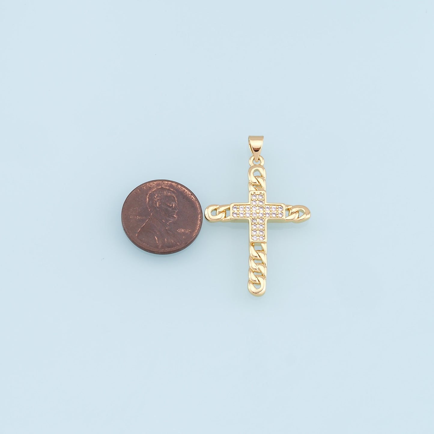 Gold Cross Charms,18K Gold Filled Cross Pendant,CZ Micro Pave Cross Charm Bracelet Necklace for DIY Jewelry Making Supply