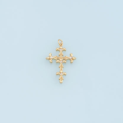 Gold Cross Charms,18K Gold Filled Cross Pendant,CZ Micro Pave Cross Charm Bracelet Necklace for DIY Jewelry Making Supply