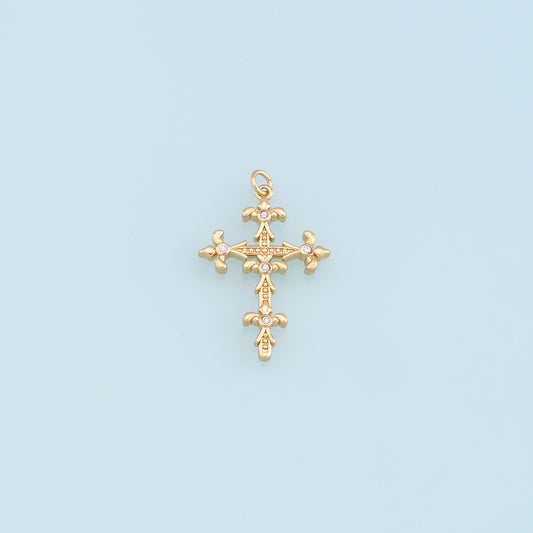 Gold Cross Charms,18K Gold Filled Cross Pendant,CZ Micro Pave Cross Charm Bracelet Necklace for DIY Jewelry Making Supply