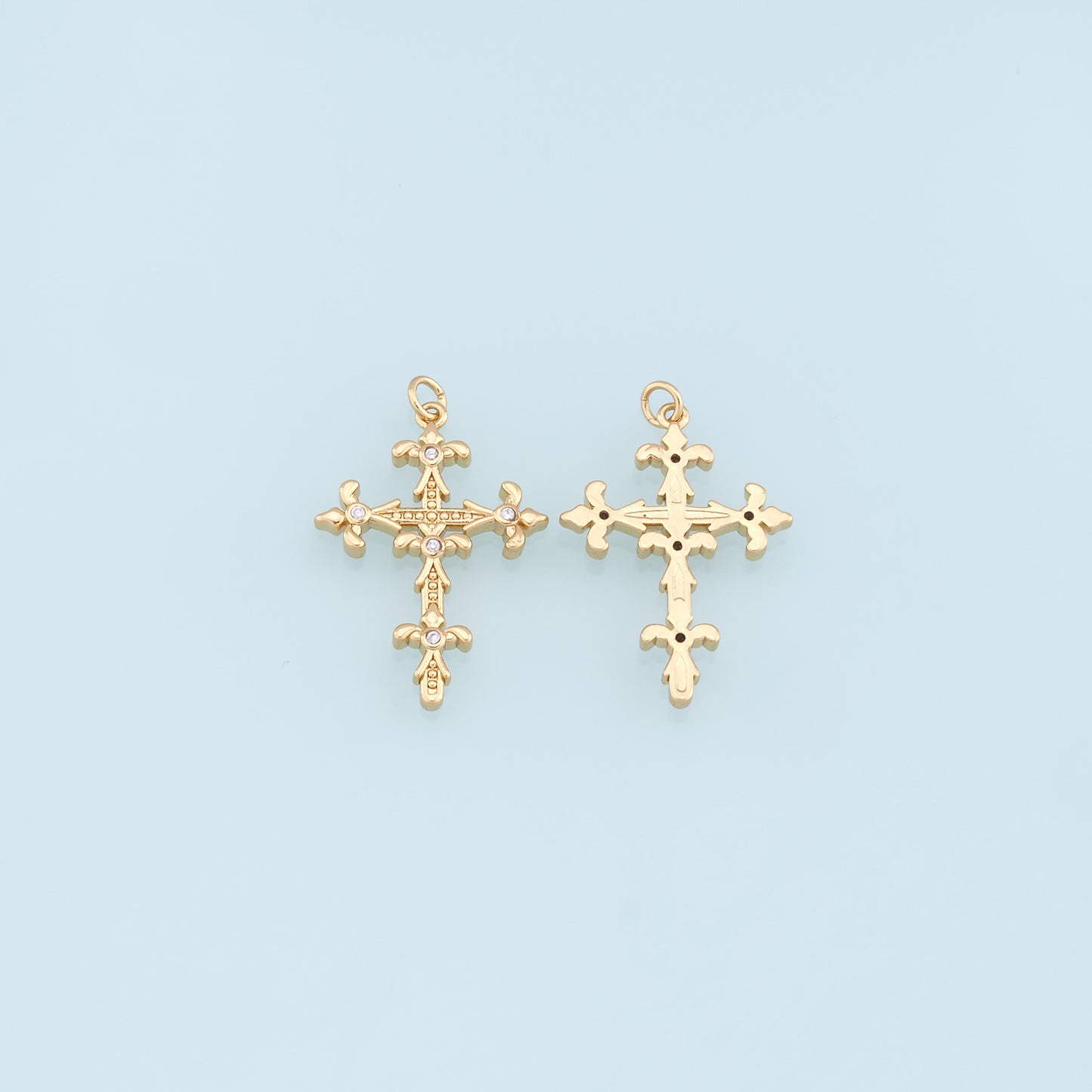 Gold Cross Charms,18K Gold Filled Cross Pendant,CZ Micro Pave Cross Charm Bracelet Necklace for DIY Jewelry Making Supply