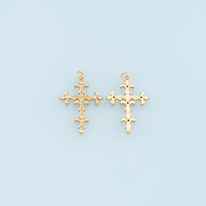 Gold Cross Charms,18K Gold Filled Cross Pendant,CZ Micro Pave Cross Charm Bracelet Necklace for DIY Jewelry Making Supply