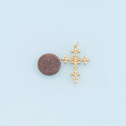 Gold Cross Charms,18K Gold Filled Cross Pendant,CZ Micro Pave Cross Charm Bracelet Necklace for DIY Jewelry Making Supply
