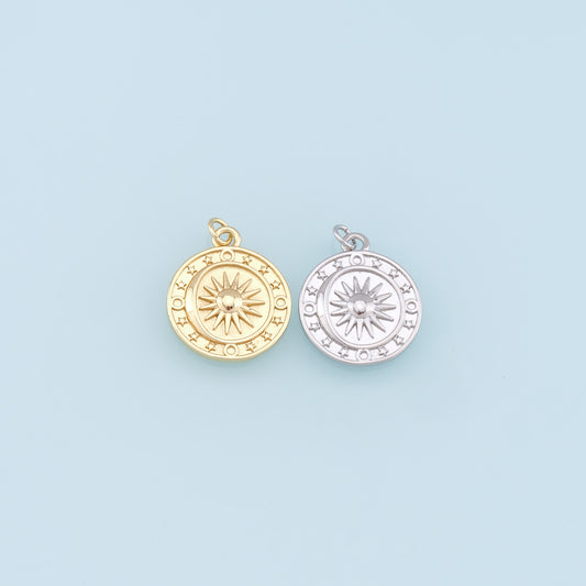 Gold Sun Charms,18K Gold Filled Sun Pendant,Star Charm Bracelet Necklace for DIY Jewelry Making Supply