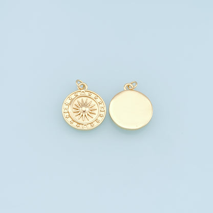Gold Sun Charms,18K Gold Filled Sun Pendant,Star Charm Bracelet Necklace for DIY Jewelry Making Supply