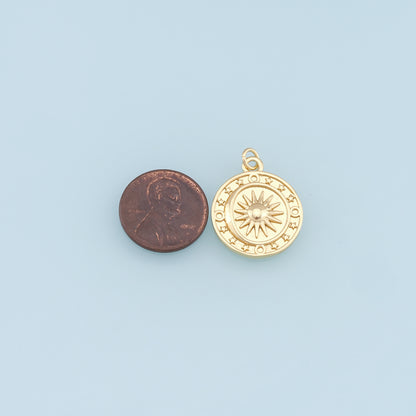 Gold Sun Charms,18K Gold Filled Sun Pendant,Star Charm Bracelet Necklace for DIY Jewelry Making Supply