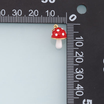 Gold Mushroom Charms,18K Gold Filled Enamel Mushroom Pendant,Kawaii Charm Bracelet Necklace for DIY Jewelry Making Supply
