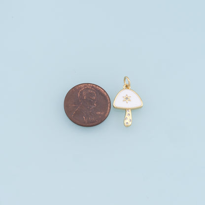Gold mushroom Star Charms,18K Gold Filled mushroom Pendant,Enamel mushroom Charm Bracelet Necklace for DIY Jewelry Making Supply