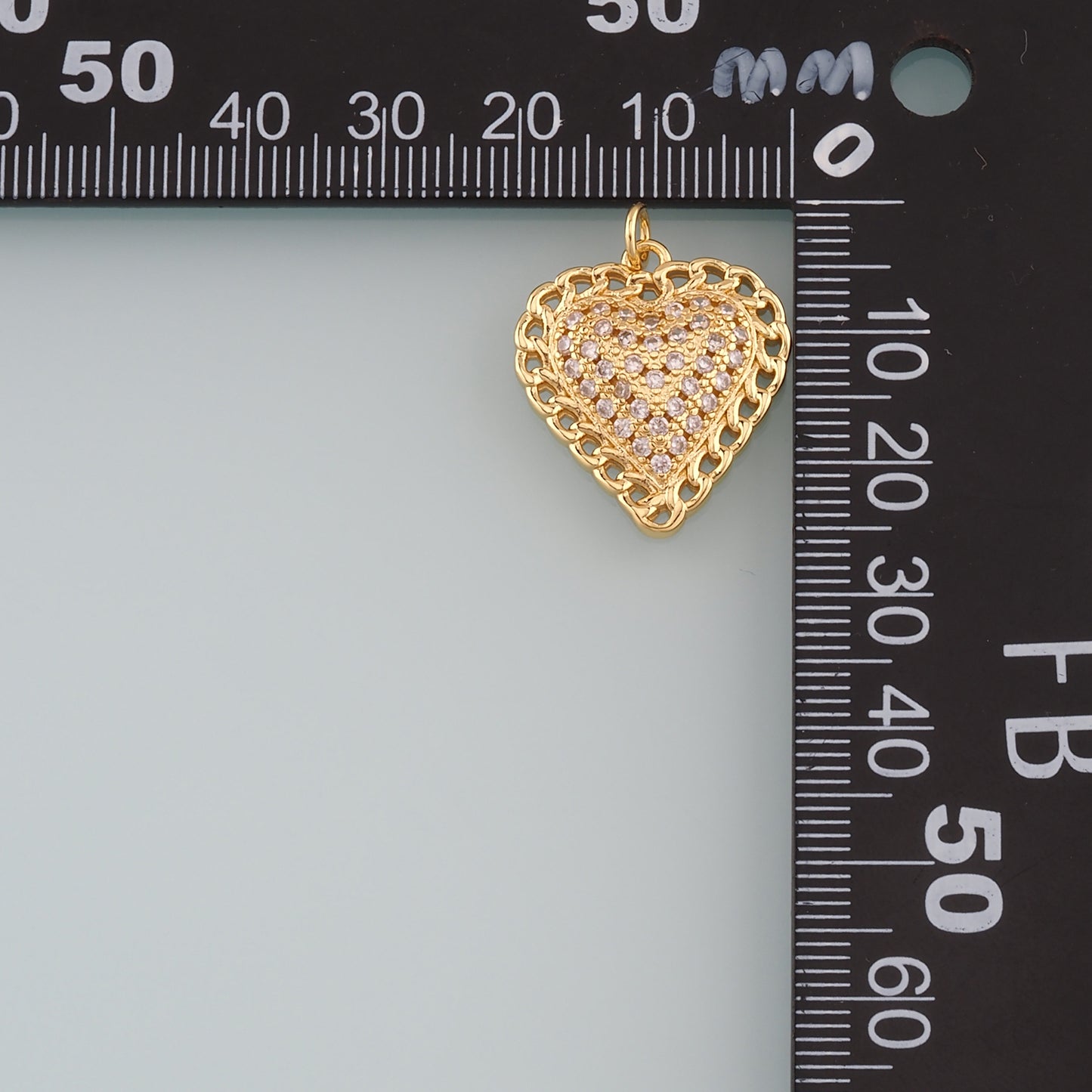Gold Heart Charms,18K Gold Filled Heart Pendant,CZ Micro Pave Heart Charm Bracelet Necklace for DIY Jewelry Making Supply