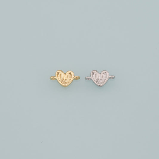 18K Gold Filled Heart Connector,Heart Charm Bracelet Necklace for DIY Jewelry Making Supply