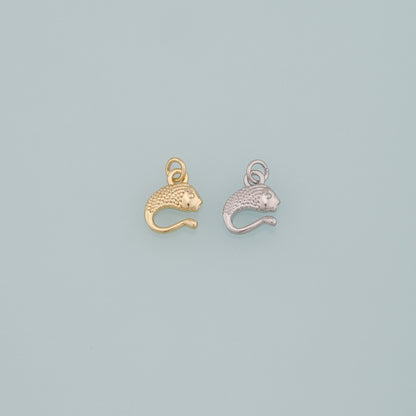 Gold Fish Charms,18K Gold Filled Fish Pendant,Dainty Fish Charm Bracelet Necklace for DIY Jewelry Making Supply