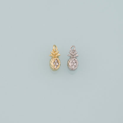 Gold Pineapple Charms,18K Gold Filled Pineapple Pendant,CZ Micro Pave Fruit Charm Bracelet Necklace for DIY Jewelry Making Supply
