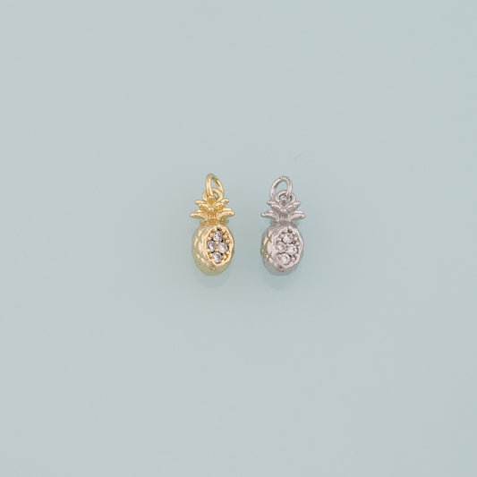 Gold Pineapple Charms,18K Gold Filled Pineapple Pendant,CZ Micro Pave Fruit Charm Bracelet Necklace for DIY Jewelry Making Supply