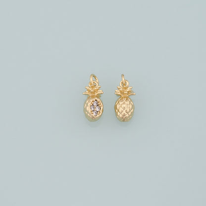 Gold Pineapple Charms,18K Gold Filled Pineapple Pendant,CZ Micro Pave Fruit Charm Bracelet Necklace for DIY Jewelry Making Supply