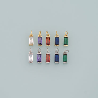 18K Gold Filled Rectangle Pendant,Dainty Rectangle Charm Bracelet Necklace for DIY Jewelry Making Supply