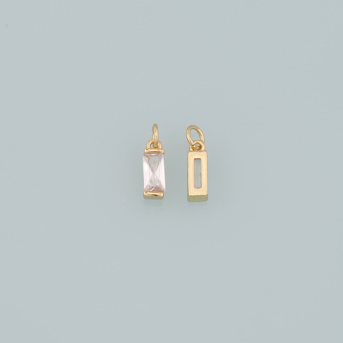 18K Gold Filled Rectangle Pendant,Dainty Rectangle Charm Bracelet Necklace for DIY Jewelry Making Supply
