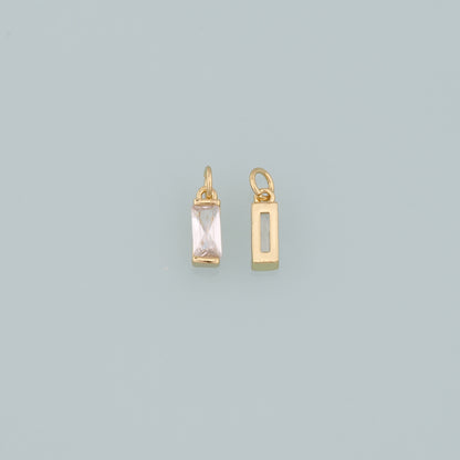 18K Gold Filled Rectangle Pendant,Dainty Rectangle Charm Bracelet Necklace for DIY Jewelry Making Supply