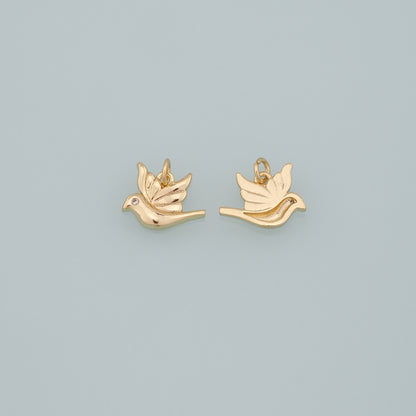 Gold Animal Charms,18K Gold Filled Bird Pendant,Bird Charm Bracelet Necklace for DIY Jewelry Making Supply