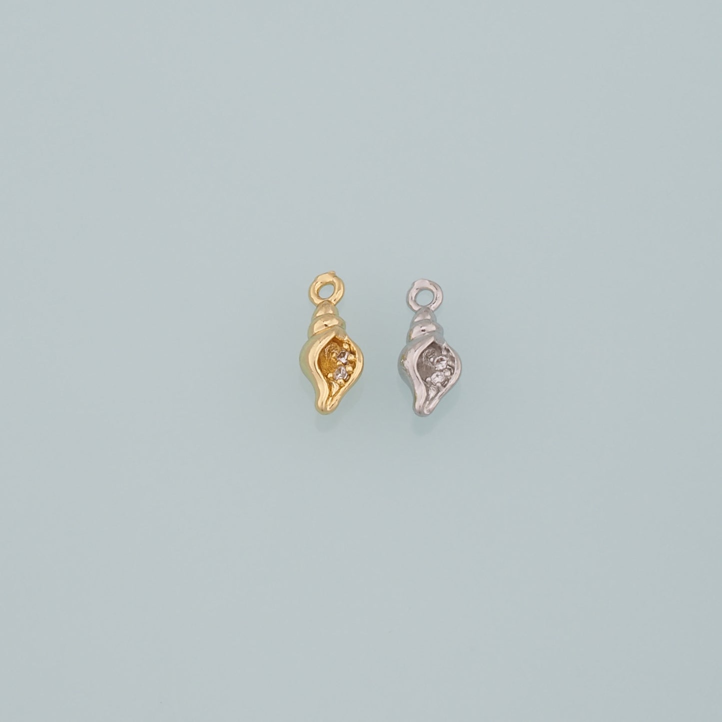 Gold Conch Charms,18K Gold Filled Conch Pendant,CZ Micro Pave Conch Shell Charm Bracelet Necklace for DIY Jewelry Making Supply