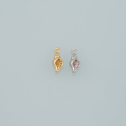 Gold Conch Charms,18K Gold Filled Conch Pendant,CZ Micro Pave Conch Shell Charm Bracelet Necklace for DIY Jewelry Making Supply