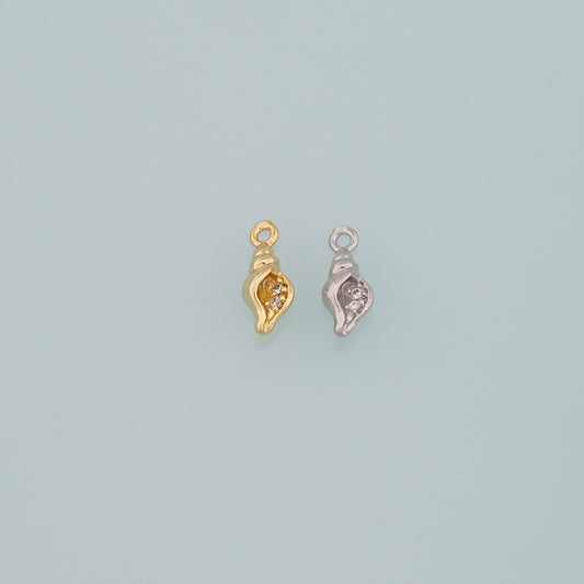 Gold Conch Charms,18K Gold Filled Conch Pendant,CZ Micro Pave Conch Shell Charm Bracelet Necklace for DIY Jewelry Making Supply