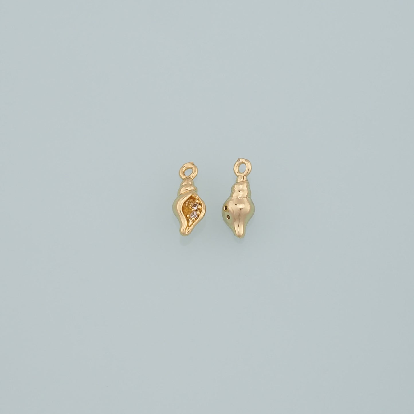 Gold Conch Charms,18K Gold Filled Conch Pendant,CZ Micro Pave Conch Shell Charm Bracelet Necklace for DIY Jewelry Making Supply