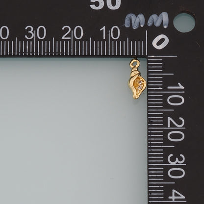 Gold Conch Charms,18K Gold Filled Conch Pendant,CZ Micro Pave Conch Shell Charm Bracelet Necklace for DIY Jewelry Making Supply