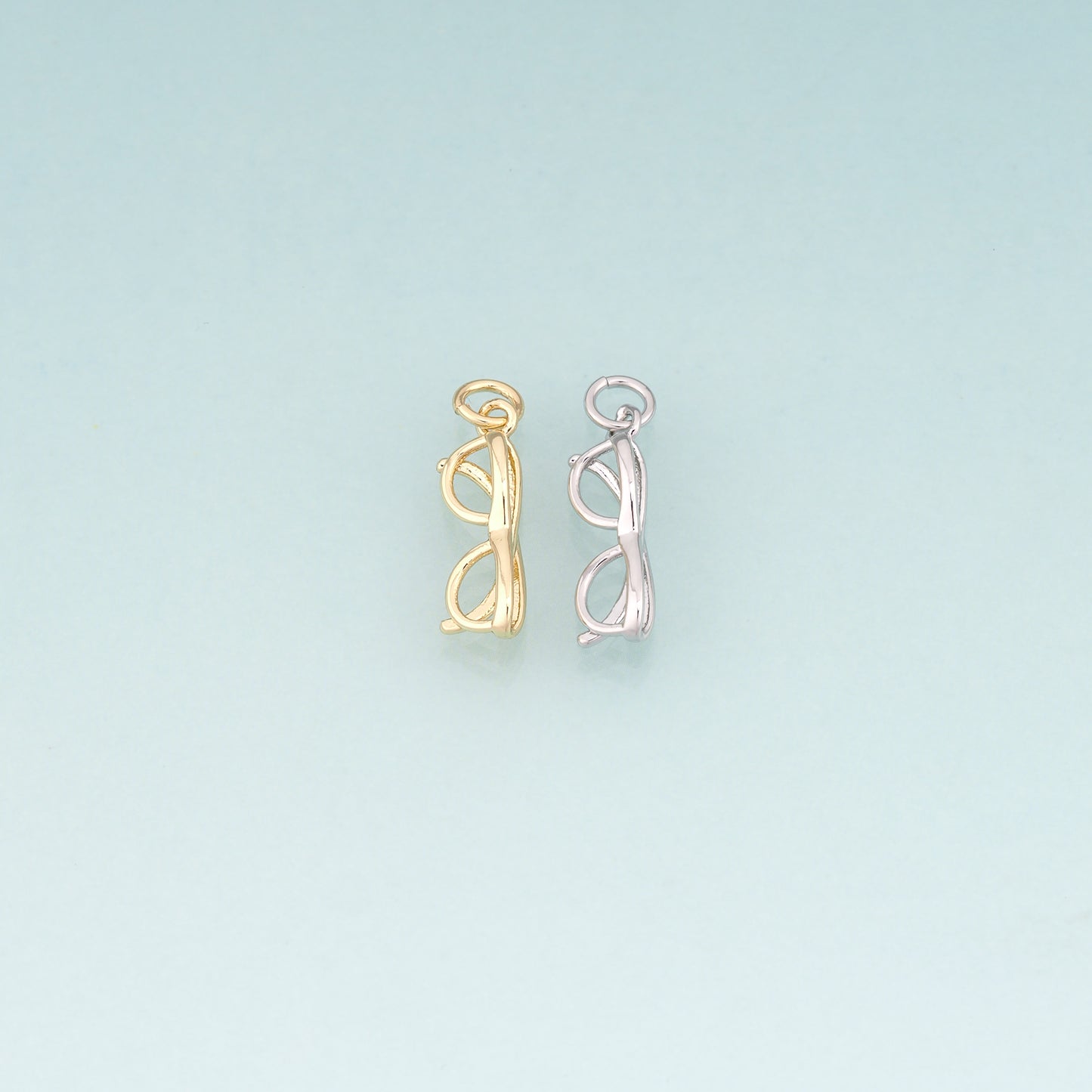 18K Gold Filled Glasses Pendant,Minimalist Glasses Charm Bracelet Necklace for DIY Jewelry Making Supply