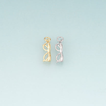 18K Gold Filled Glasses Pendant,Minimalist Glasses Charm Bracelet Necklace for DIY Jewelry Making Supply