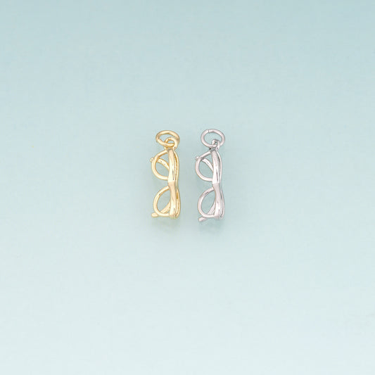 18K Gold Filled Glasses Pendant,Minimalist Glasses Charm Bracelet Necklace for DIY Jewelry Making Supply