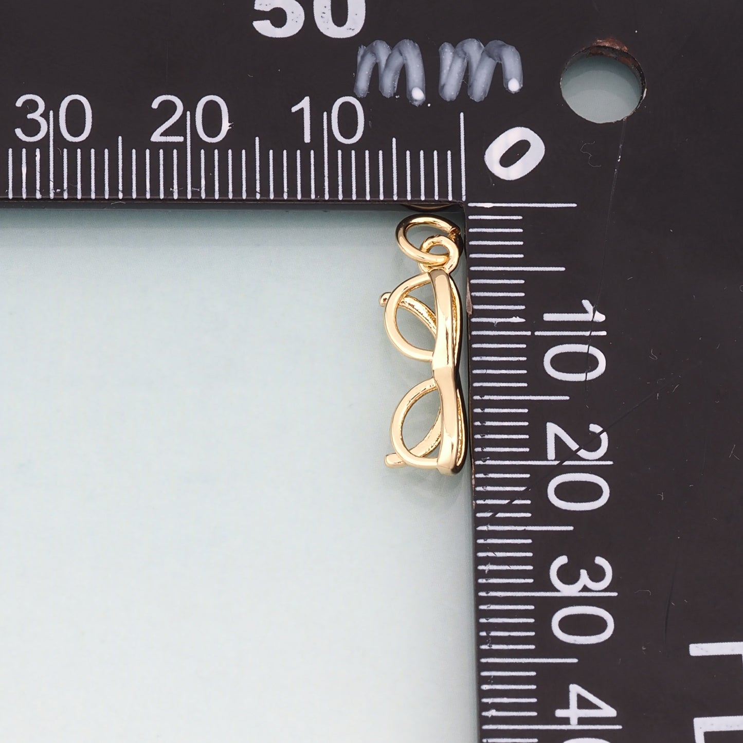 18K Gold Filled Glasses Pendant,Minimalist Glasses Charm Bracelet Necklace for DIY Jewelry Making Supply
