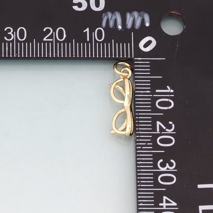 18K Gold Filled Glasses Pendant,Minimalist Glasses Charm Bracelet Necklace for DIY Jewelry Making Supply