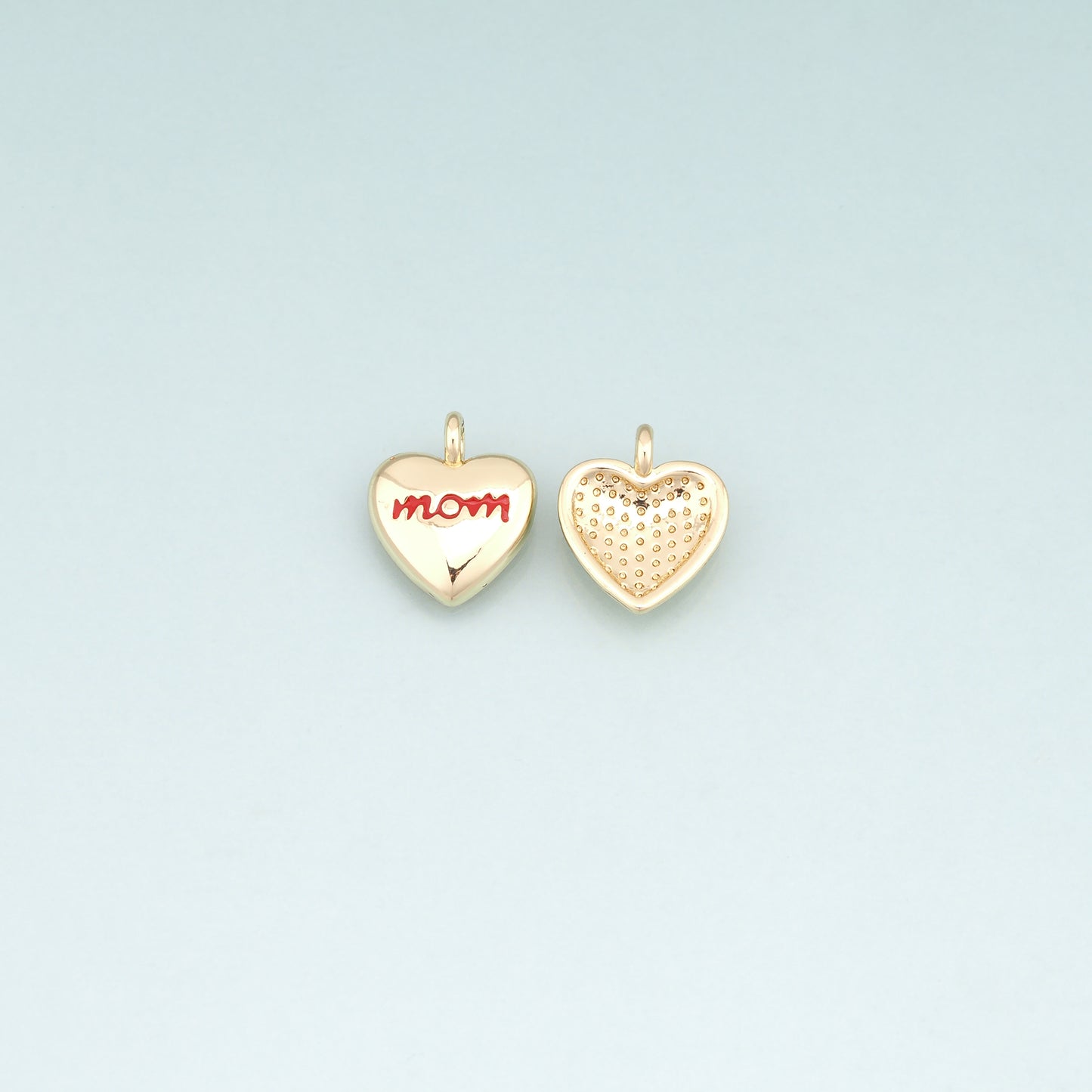 18K Gold Filled Enamel Heart Pendant,Minimalist Heart Charm Bracelet Necklace for DIY Jewelry Making Supply